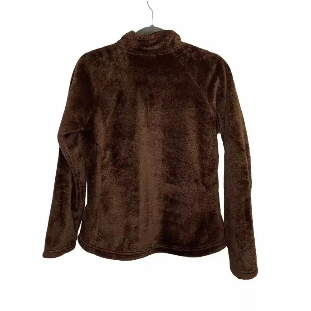 The North Face Osito Pullover Jacket Womens Brown Pink Fuzzy Fleece 1/4 Zip
